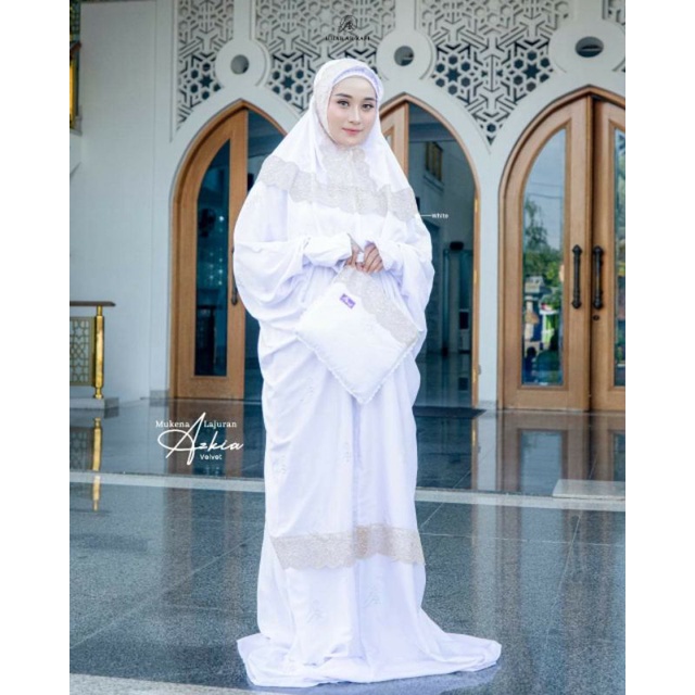 Mukena Rukuh Azkia Arrafi bordir renda Mukena terusan dewasa jumbo