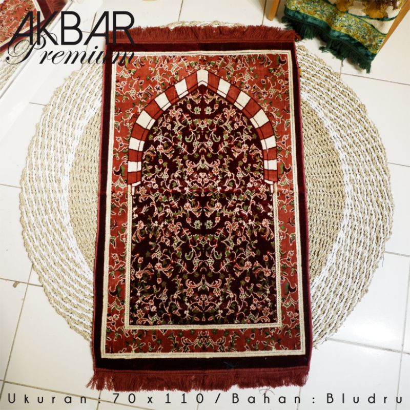 Sajadah turki tebal beludru Premium motif rawdah sajadah bulu halus sajadah dewasa ukuran 70×110 cm