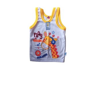 6 PCS Singlet Kaos Kutang Bebe Warna Putih Bermotif Kartun SNI-Yukensi-Bayi Balita Kaos Dalam Anak