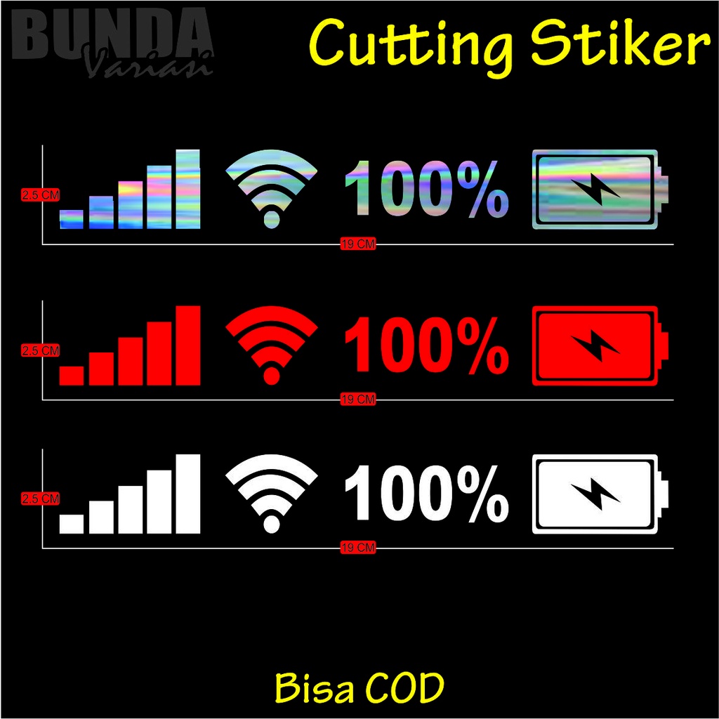 stiker sticker baterai wifi sinyal motor mobil hologram