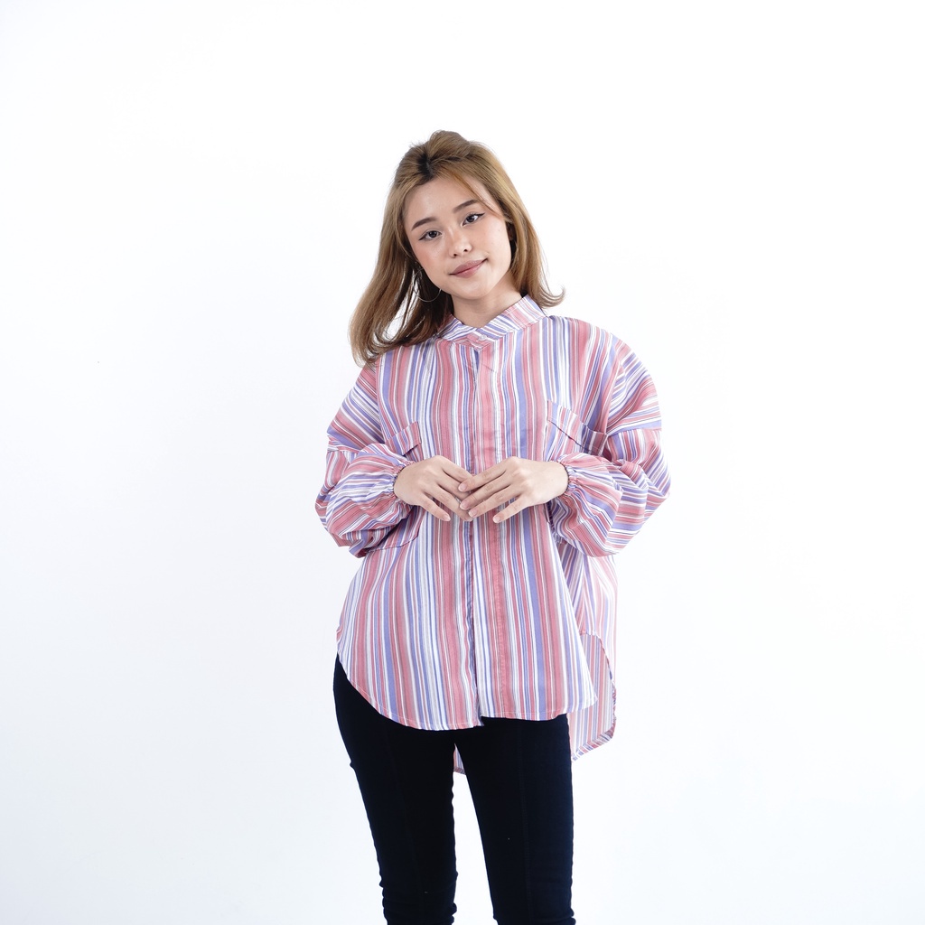 FC - Sierra Candy Stripe Tunik Wanita Muslim | Kemeja Sierra Pocket