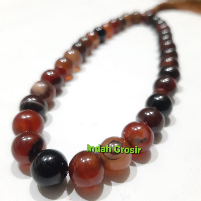 Tasbih Batu Akik Sulaiman Madu 12Mm 33Butir Original