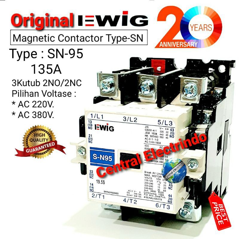 Kontaktor Contactor SN-95 AC 220V EWIG.