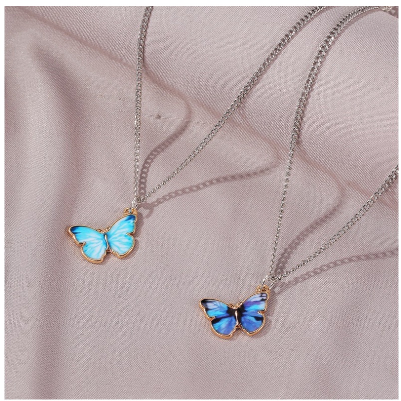 Kalung Rantai Klavikula Dengan Liontin Butterfly Bahan Alloy