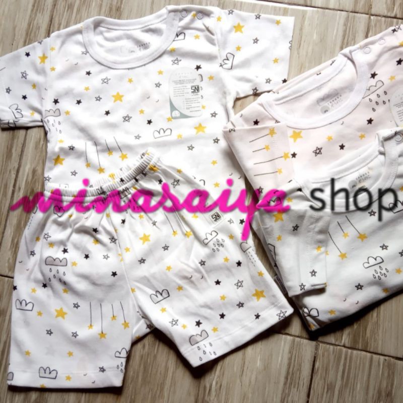 ZONOKO Setelan Bayi SNI Lengan Pendek Kancing Pundak Uk. S - XL