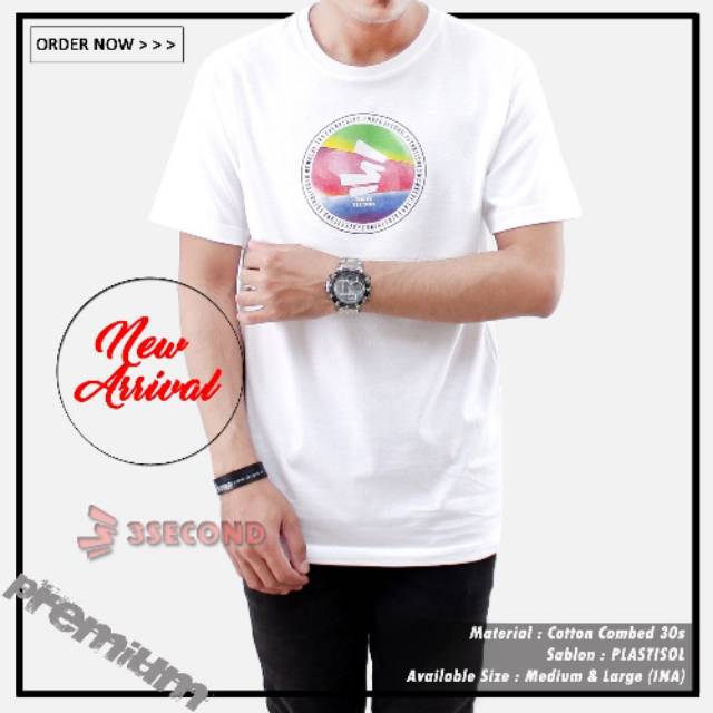 Kaos Cowok 3Second Putih