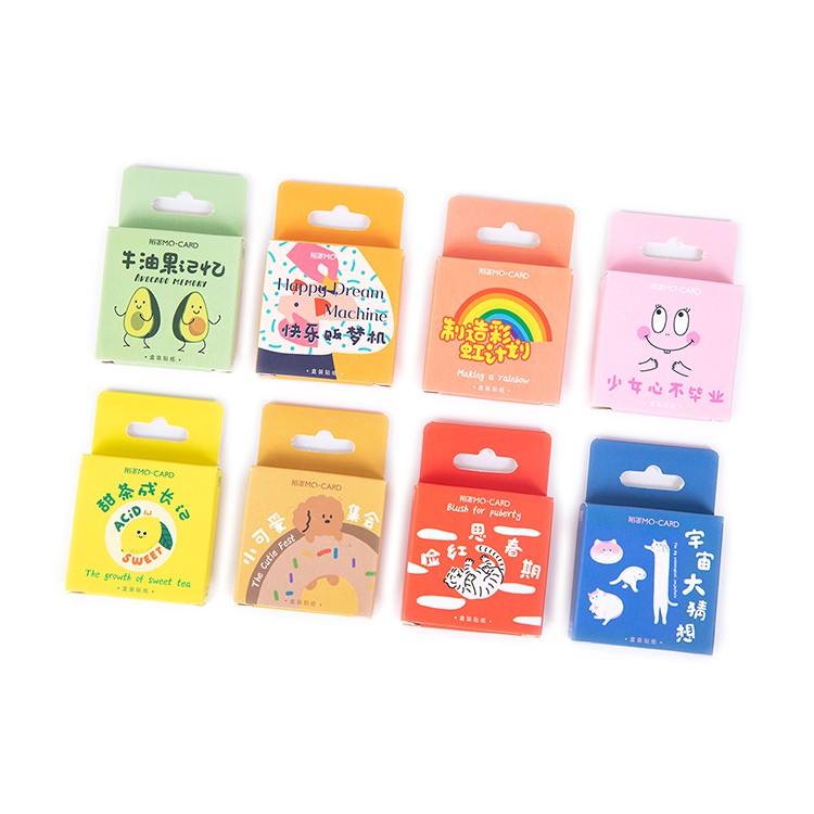 imoda 46Pcs Kawaii Avocado Stickers Set Scrapbooking BUJO Planner Lovely Rainbow Animal Stationery-8