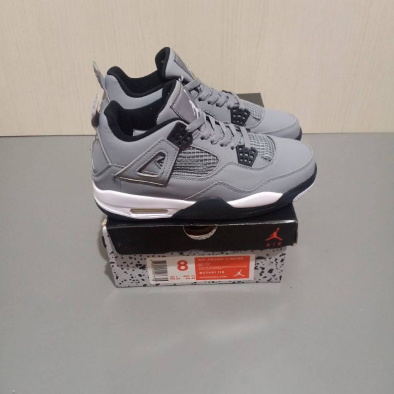 SEPATU NIKE AIR JORDAN RETRO 4 WHITE GREY ABU PUTIH