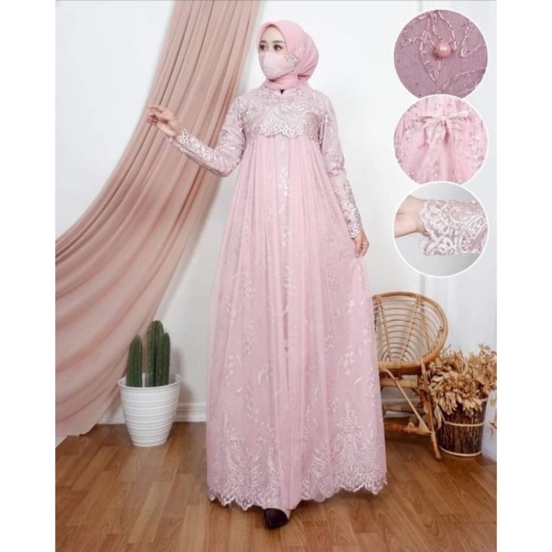 Permata Olshop / Gamis Aulia Tutu NK / Gamis Pesta Mewah / Kebaya Modern / Kebaya Pesta / Gamis Brukat / Gamis Tutu / Kebaya