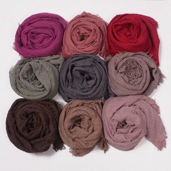 DF VZ052 Pashmina Katun Crinkle Hijab Pashmina Arabian Shawl Cotton Wide Hijab Jilbab Pasmina Premium