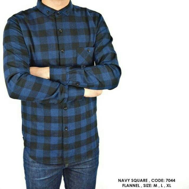 Kemeja Distro Flanel kotak Biru - kemeja cowok