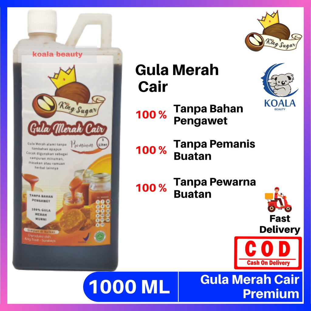 

❤ KOALA ❤ Gula Merah Cair By King Sugar 1 Liter - Brown Sugar Cair 1000 mL - Campuran Minuman Hitz Kekinian