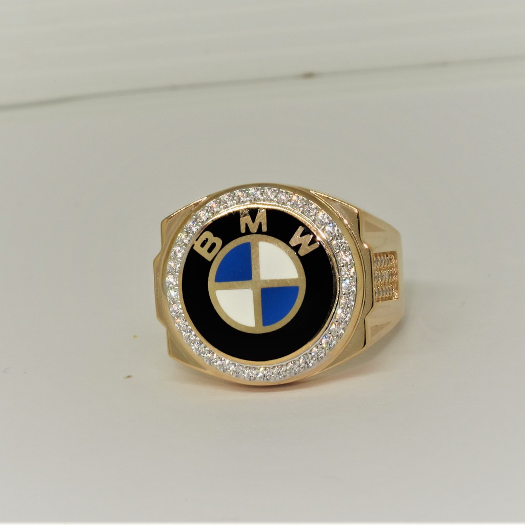 Cincin No 18 anak dan dewasa emas asli kadar 700 70% 22 batu putih BMW biru hitam permata pria cowok  17 18 19 20 21