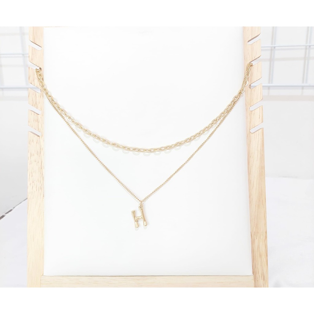 Kalung Liontin Letter H Titanium Perhiasan Cantik Warna Emas | Kalung Titanium Cantik B18