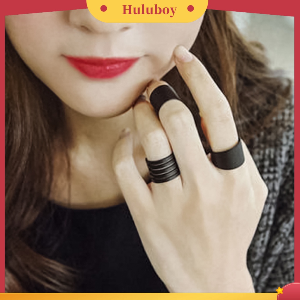 Hu Hu Hu Hu Hu Alat Bantu Pasang Kacamata♡ 3pcs / Set Cincin Buku Jari Aneka Bentuk Warna Hitam Untuk Wanita