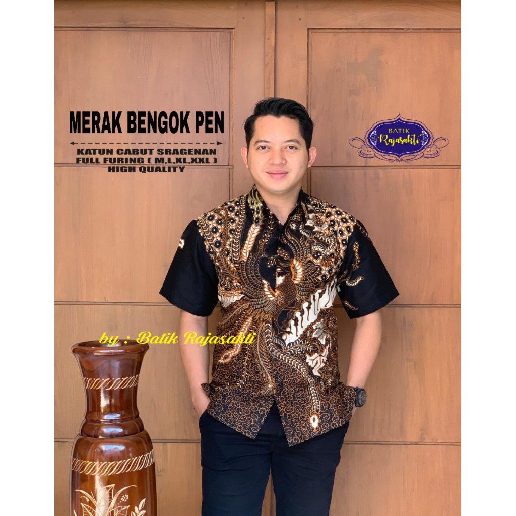 MERAK BENGOK PENDEK Batik Pria Full Furing Bahan Katun Halus Sragenan