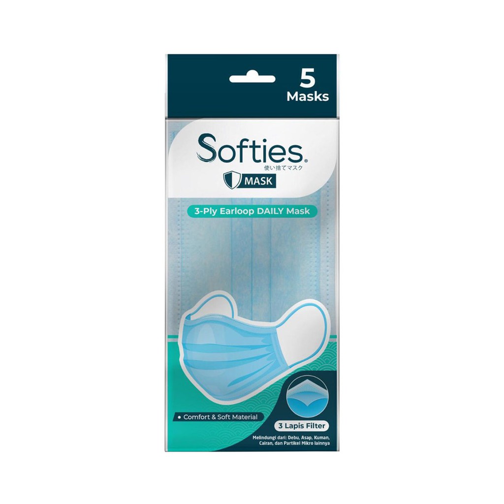 Softies 3 Ply Earloop Daily Mask Masker 5s