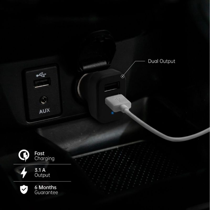 Car Charger Oase C2 2 USB MAX 5V3.2A KEPALA CHARGER UNTUK MOBIL 2 USB OUTPUTS RESMI Car Charger