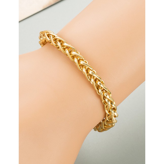 LRC Gelang Tangan Fashion Silver Color Alloy Gold-plated Thin Chain P50124