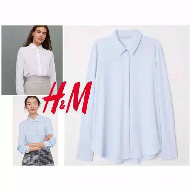 LONGSLEEVE H*M LIGHT BLUE kemeja panjang wanita atasan cewek baju formal