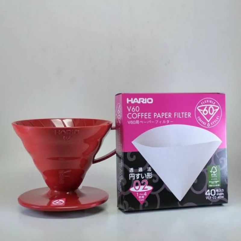 PAKET HARIO COFFEE DRIPPER V60 + PAPER FILTER SIZE 01 02 POUR OVER KIT