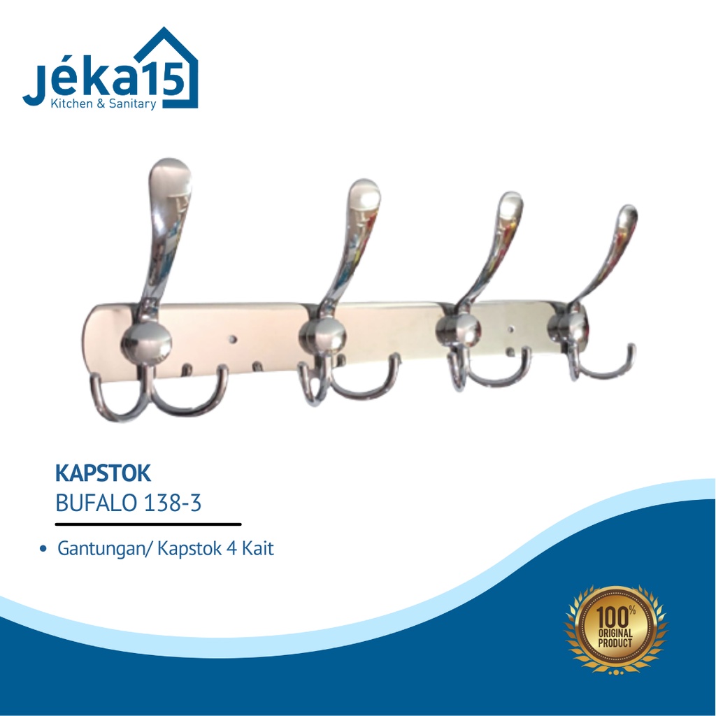 BUFALO GANTUNGAN HANDUK STAINLESS KAPSTOK 4 KAITAN