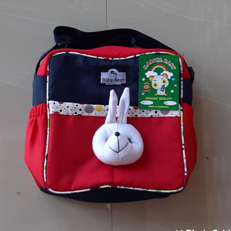 tas perlengkapan bayi boneka kelinci polka