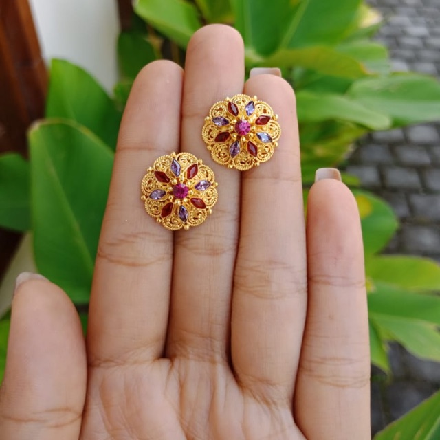 Giwang tembaga lapis emas asli bali