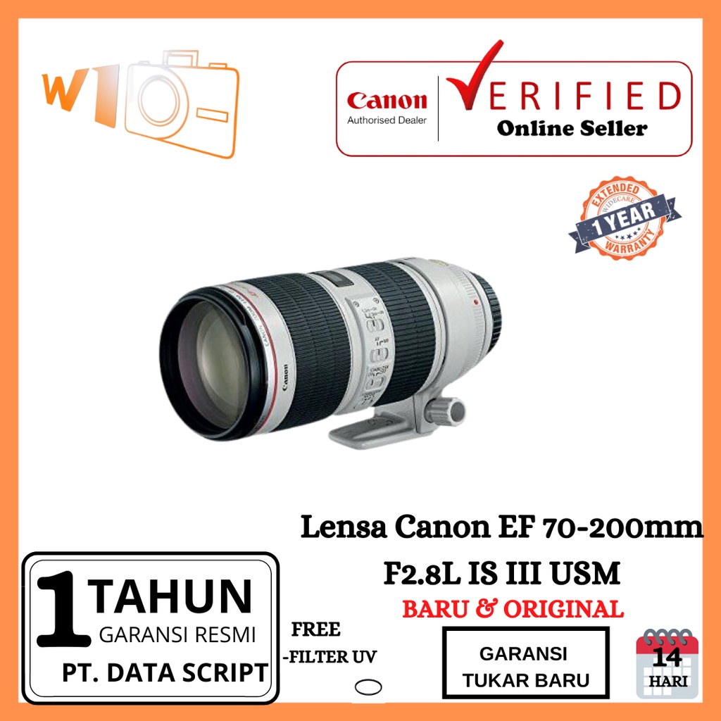 Lensa Canon EF 70-200mm F2.8L IS III USM - LENSA TELE CANON EF70-200 F2.8 L IS III - GARANSI RESMI