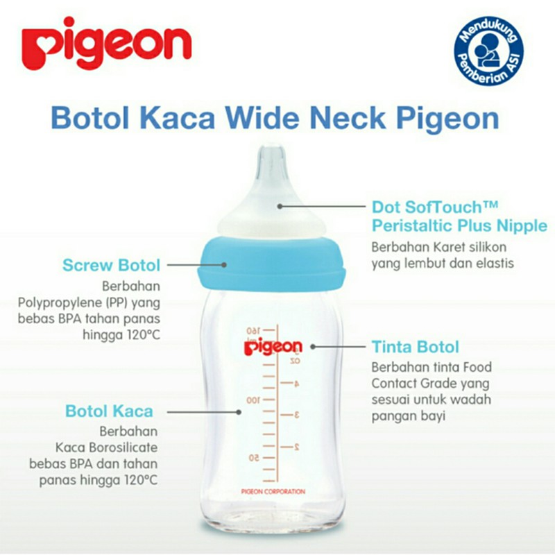 Botol Susu Pigeon Wide Neck Peristaltic Plus 240ml Satuan Botol Susu Bayi