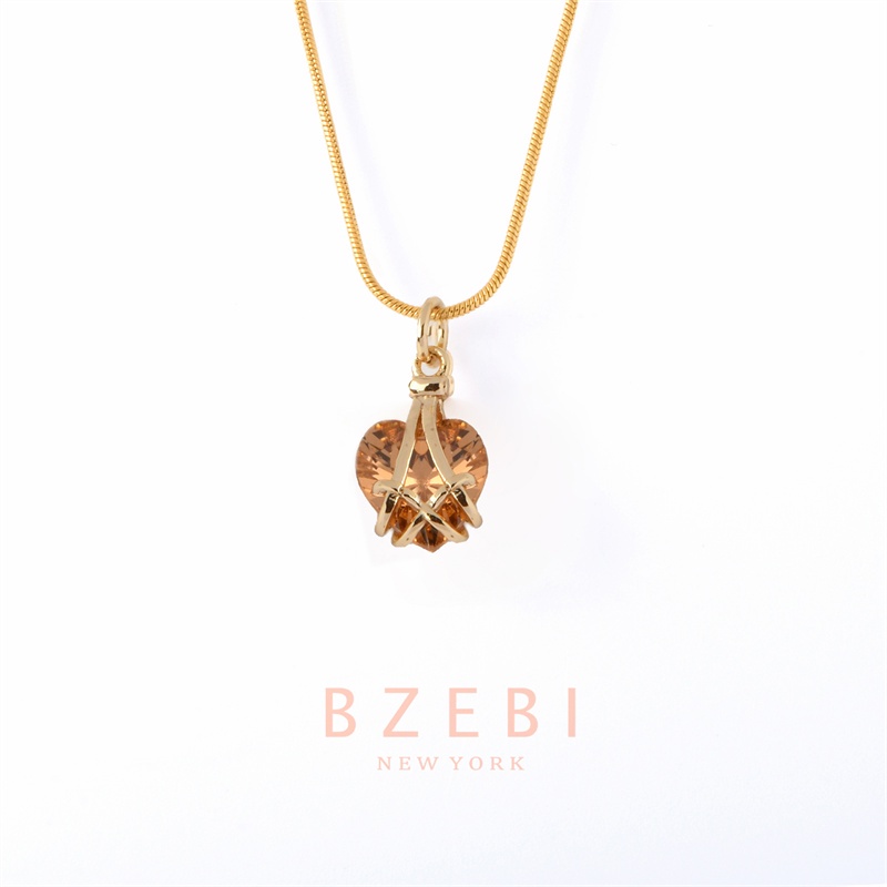 Bzebi Barbie Kalung Rantai Titanium Steel Lapis Emas Dengan Liontin Hati Pink Untuk Wanita 398n-1