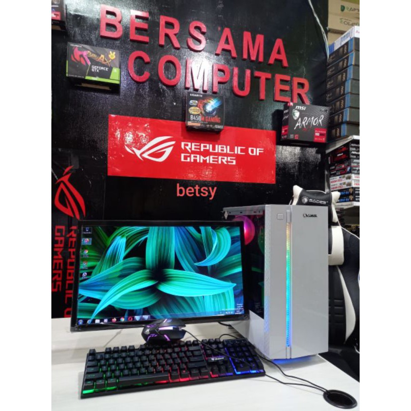 PC gaming i5 Ssd 120 gb monitor 24 in siap pakai