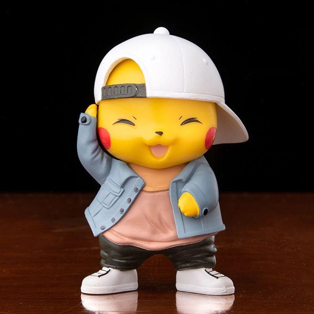 Hadiah Model Figure Pokemon Agustinina Untuk Anak 8cm Model Mainan Baju Denim PVC Pikachu