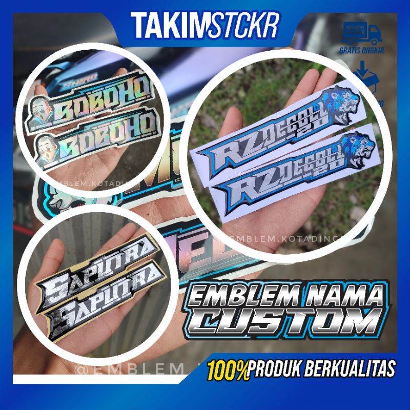 Emblem nama dan logo Timbul Custom emblem Timbul Resin Lentur