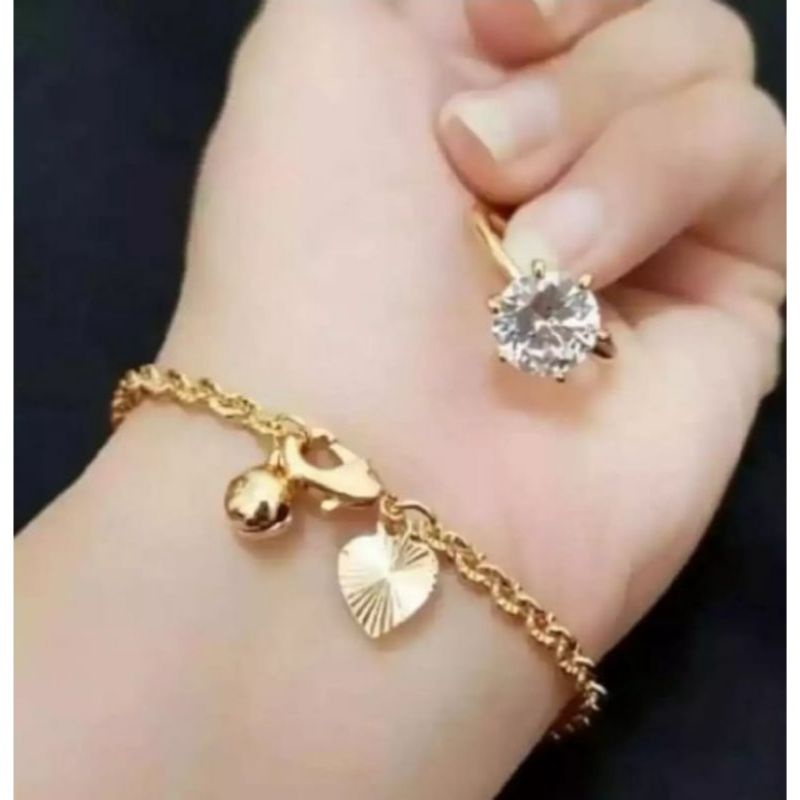 gelang tangan nuri free cincin mata satu perhiasan wanita titanium gold