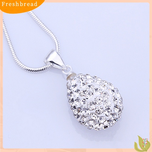 Fresh| Kalung Rantai Lapis Silver Dengan Liontin Berlian Imitasi Bentuk Tetesan Air Untuk Wanita