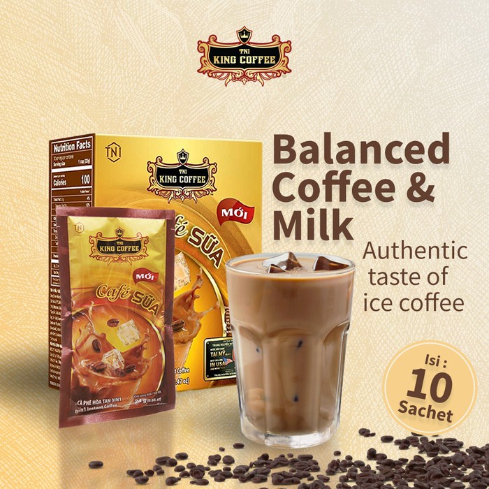 

Kopi Vietnam King Coffee Cafe Sua Kopi Susu isi 10 Sachet Trung Nguyen