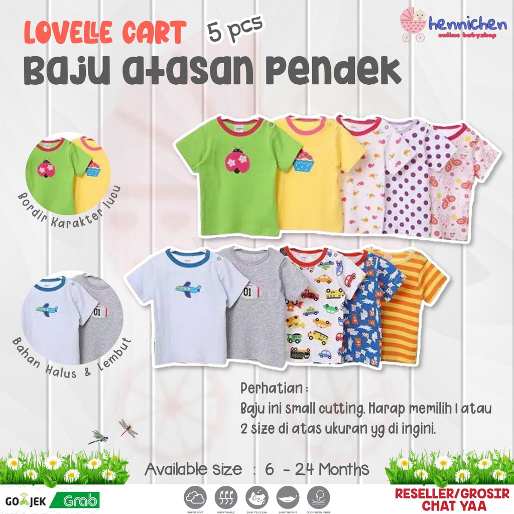 5pcs Baju Atasan Pendek Bayi Lovelle Cart's 6-24m Carters Tees