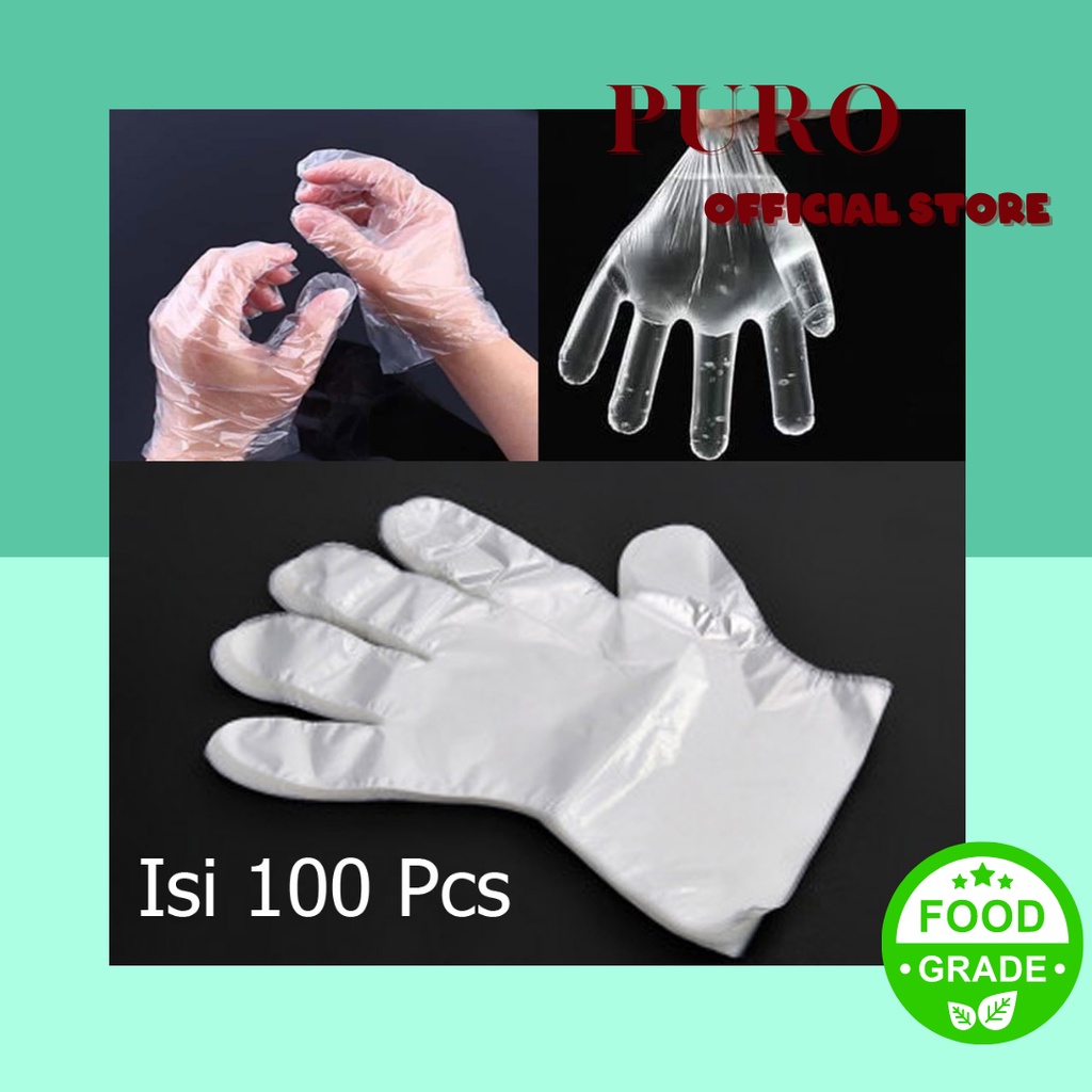 Disposable Gloves isi 100pcs / pack Sarung Tangan Plastik Sekali Pakai