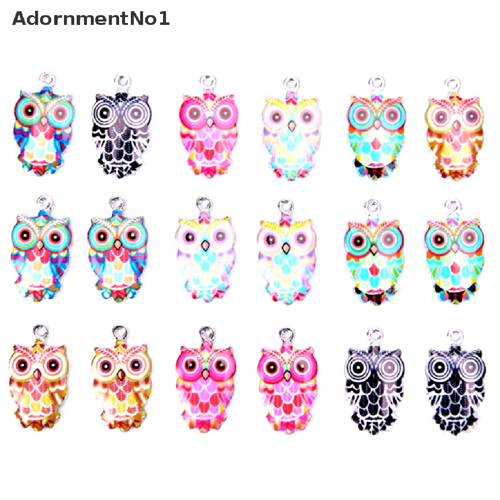 (AdornmentNo1) 2 / 6Pcs / Set Liontin Enamel Bentuk Burung Hantu Bahan Alloy Untuk Kerajinan Tangan DIY Charms