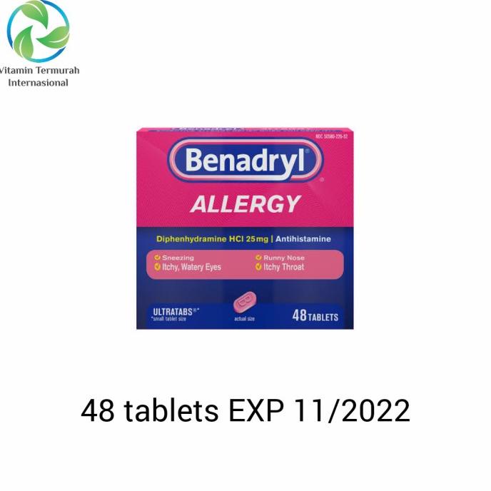 Jual Benadryl Ultratabs Antihistamine Allergy relief tablets 48ct - 24 ...