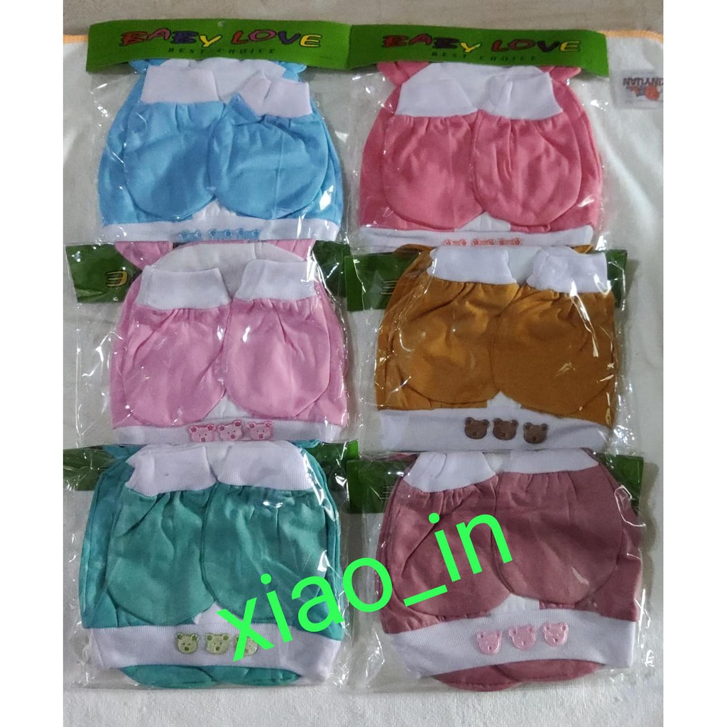 Topi set sarung tangan kaki bayi babylove