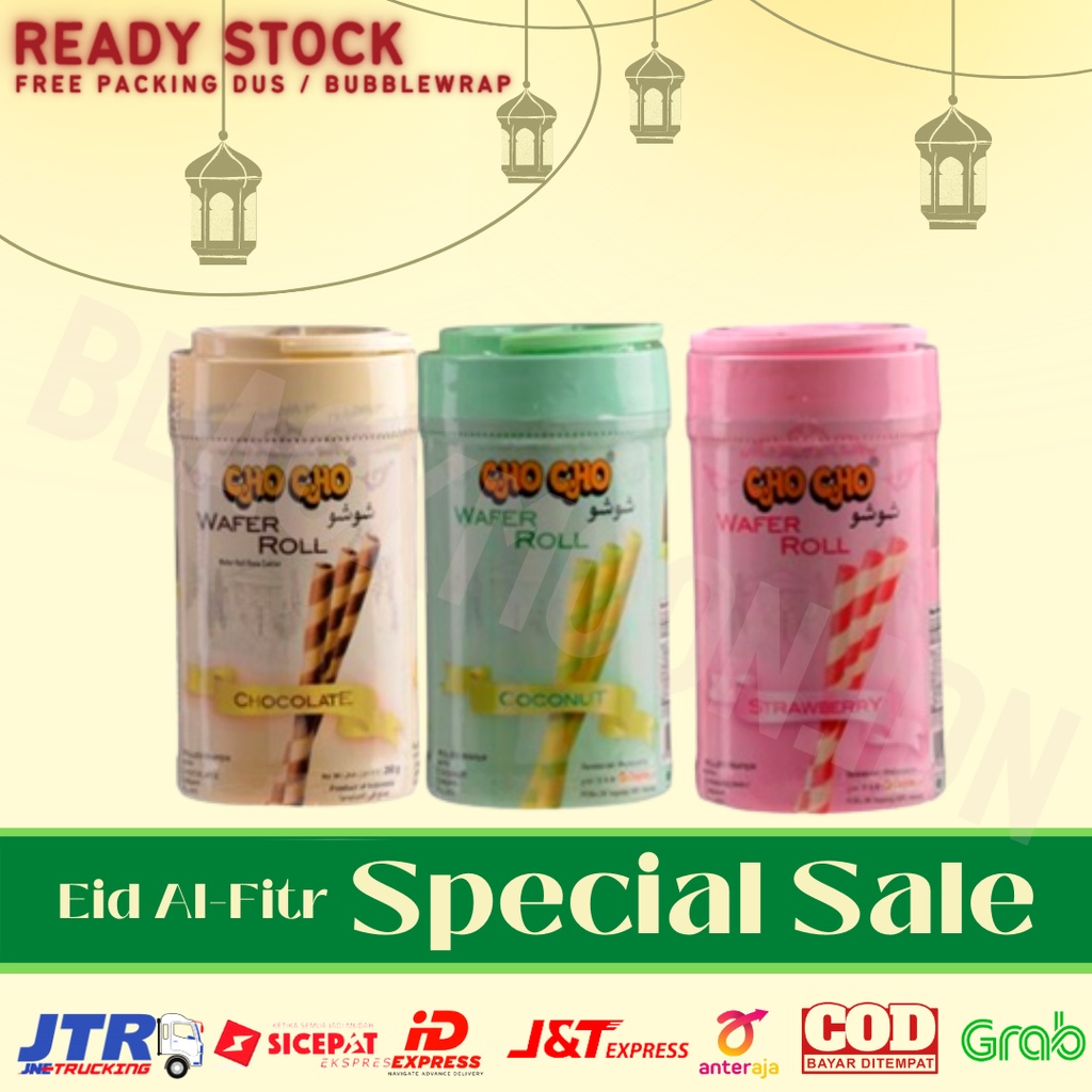 FREE BUBBLEWRAP & DUS  Chocho Wafer Roll Cho Cho Wafer Stick Chocolate Strawberry Coconut 260 Gram