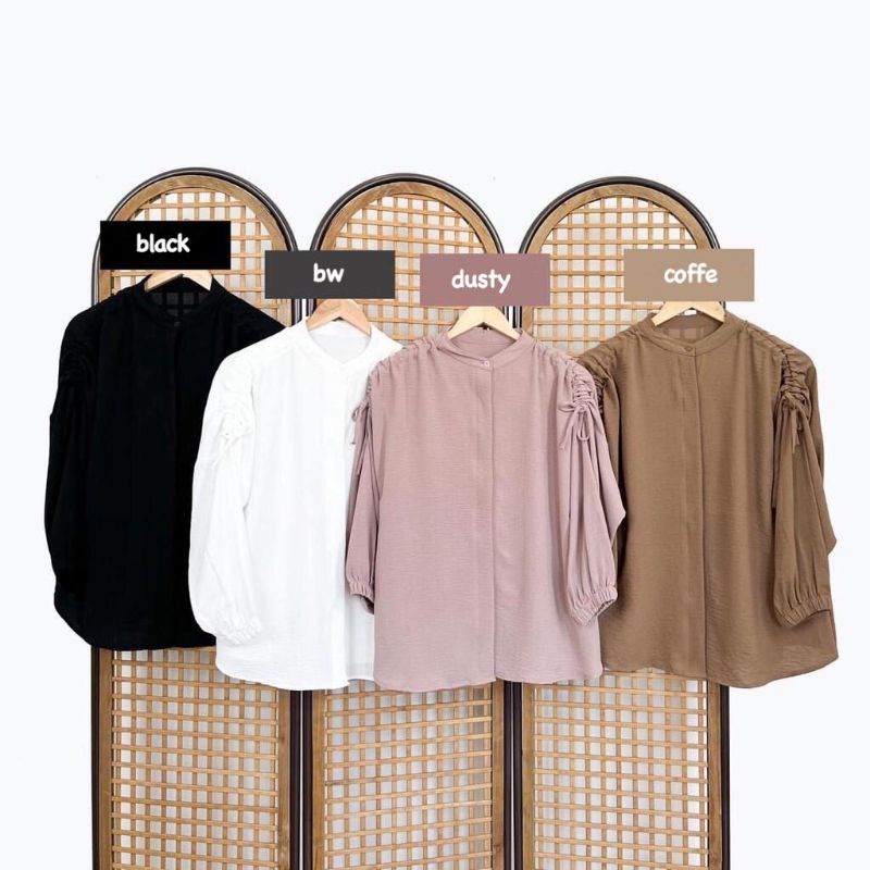 BEFAST - ZFS OOTD Blouse SHAMINA / GAVI LENGAN SERUT CRINCLE BLOUSE / Blouse Lengan Panjang Serut / Pakaian Wanita Remaja Kekinian / Blouse Model Terbaru / Fashion Wanita Modis / Blouse Polos Formal / Outfit Wanita Hijab Casual