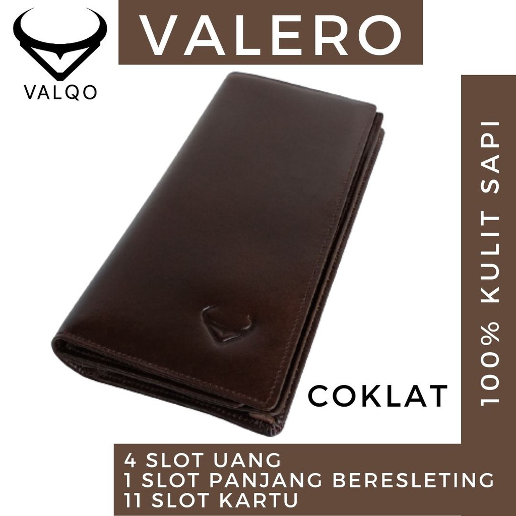 [VALQO] Dompet kulit VALERO Kulit Sapi Cewek Cowok Pria Wanita Laki Perempuan Panjang Kartu bisa COD