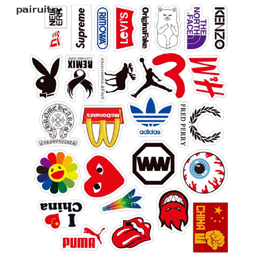 Prt 58Pcs Stiker LOGO Untuk Skateboard / Laptop / Koper / Gitar / Sepeda / Mobil PRT