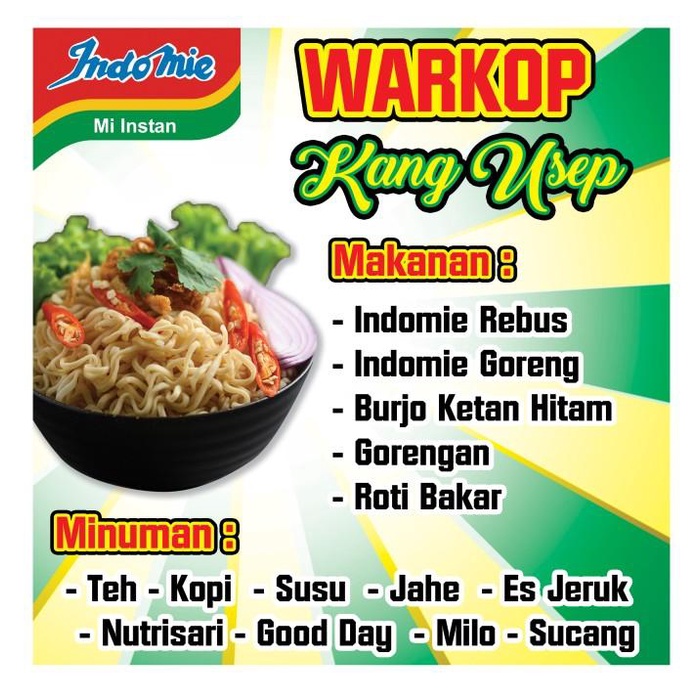 Spanduk/ Banner Warkop (Warung Kopi) / Warmindo (Warung Makan Indomie)