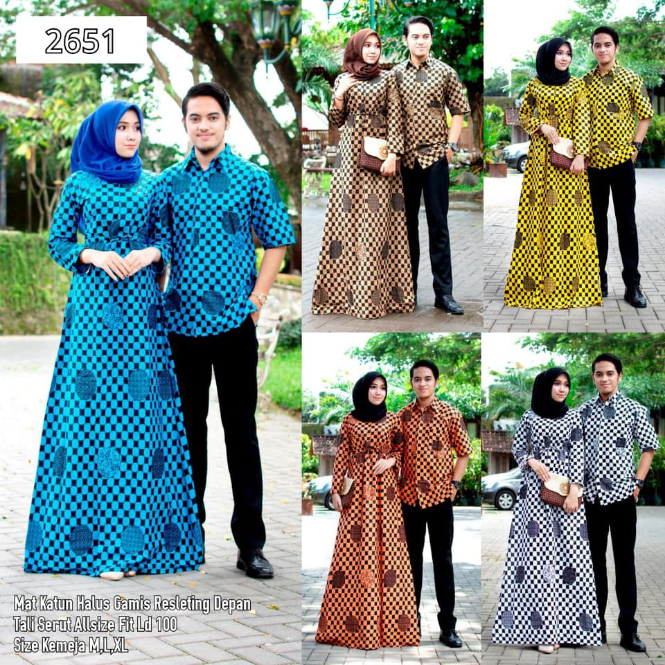 Model Baju Batik Couple Gamis Katun Kode 2651