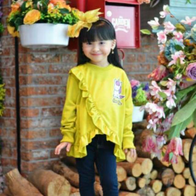 Baju  Beverly Sweatshirt Ruffle Unicorn Series  honey bee (Sweater)  Size 2 4 6 8 10 Tahun honeybee