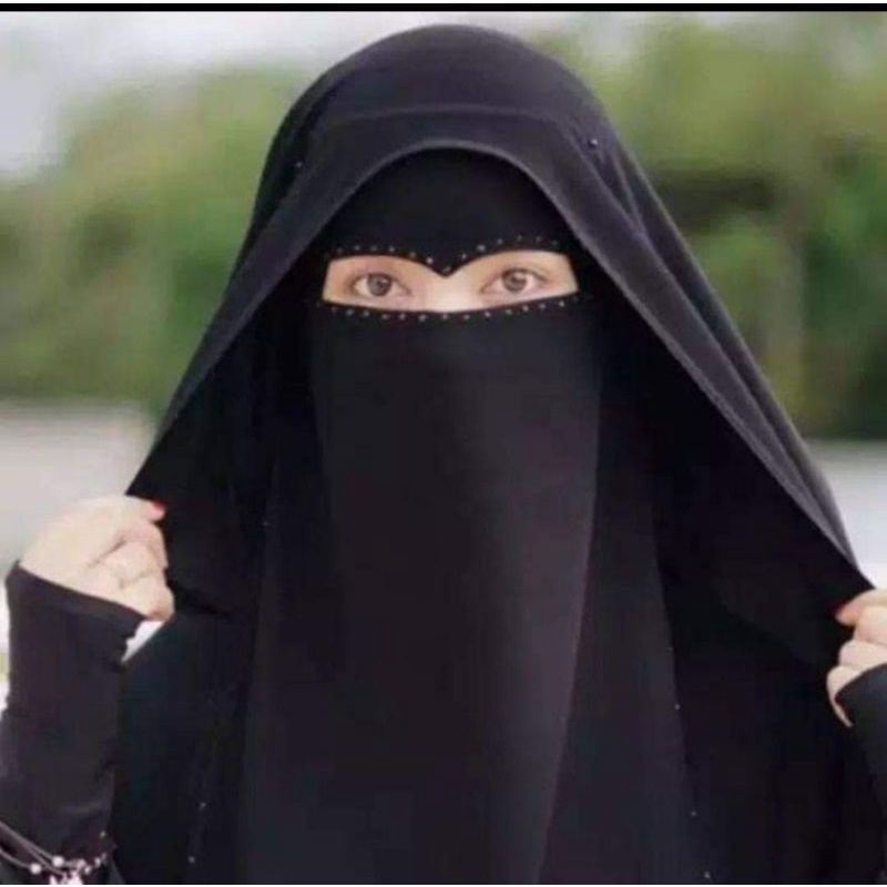 Niqab Yaman Elang Payet (panjang belakang 90cm) Purdah Cadar